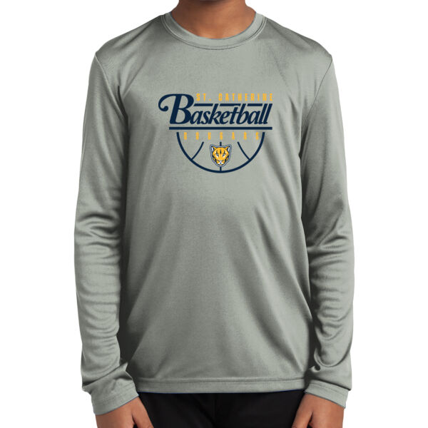 St. Catherine Basketball Youth Silver Long Sleeve PosiCharge Competitor Tee Thumbnail