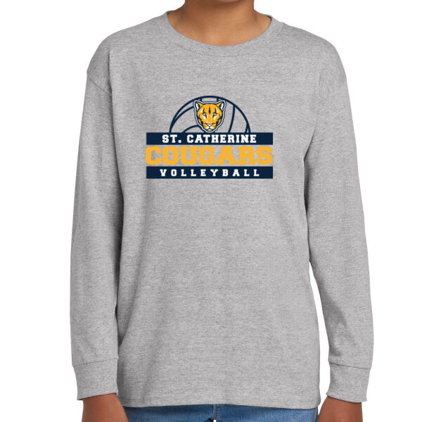 St Catherine’s CYO Volleyball Youth Grey Heavy Cotton 100% Cotton Long Sleeve T Shirt Thumbnail