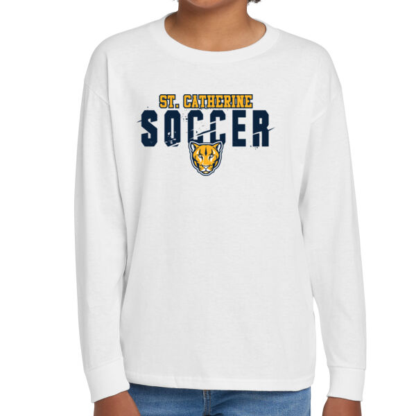 St Catherine’s CYO Soccer Youth White Heavy Cotton 100% Cotton Long Sleeve T Shirt Thumbnail