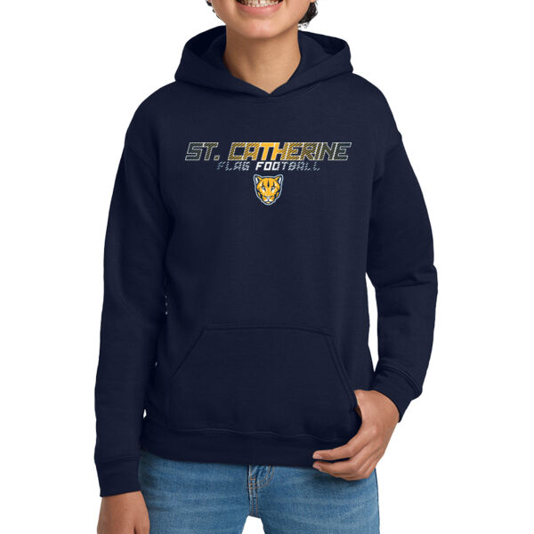 St. Catherine Girls Navy Flag Football Youth Heavy Blend Hooded Sweatshirt Thumbnail