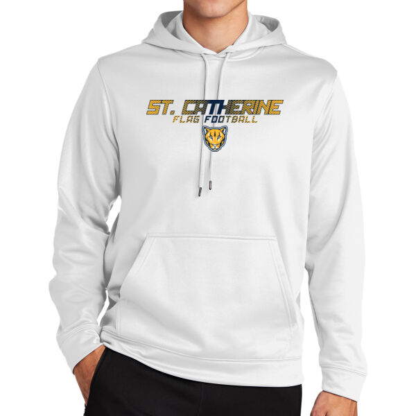 St. Catherine Girls White Flag Football Sport Wick Fleece Hooded Pullover Thumbnail