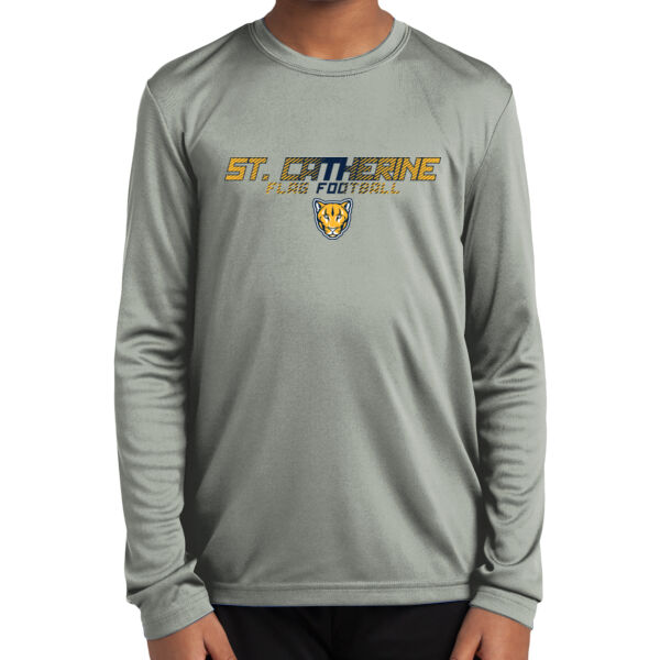 St. Catherine Girls Silver Flag Football Youth Long Sleeve PosiCharge Competitor Tee Thumbnail