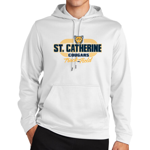 St. Catherine Track and Field White Sport Wick Fleece Hooded Pullover Thumbnail