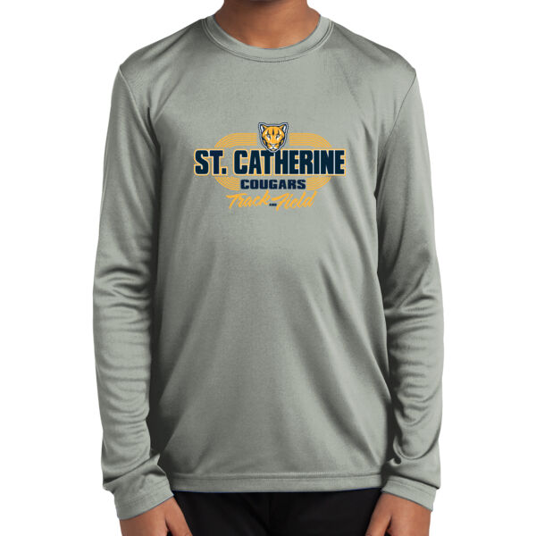 St. Catherine Track and Field Youth Silver Long Sleeve PosiCharge Competitor Tee Thumbnail
