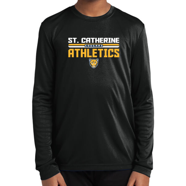 St. Catherine Athletics Youth Black Long Sleeve PosiCharge Competitor Tee Thumbnail