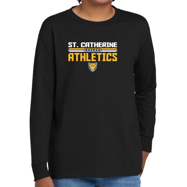 St. Catherine Athletics Youth Black Heavy Cotton 100% Cotton Long Sleeve T Shirt Thumbnail