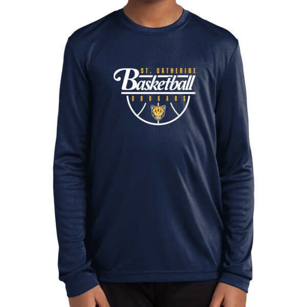 St. Catherine Basketball Youth Navy Long Sleeve PosiCharge Competitor Tee Thumbnail