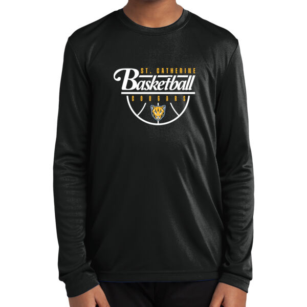 St. Catherine Basketball Youth Black Long Sleeve PosiCharge Competitor Tee Thumbnail