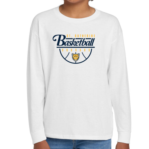 St. Catherine Basketball Youth White Heavy Cotton 100% Cotton Long Sleeve T Shirt Thumbnail