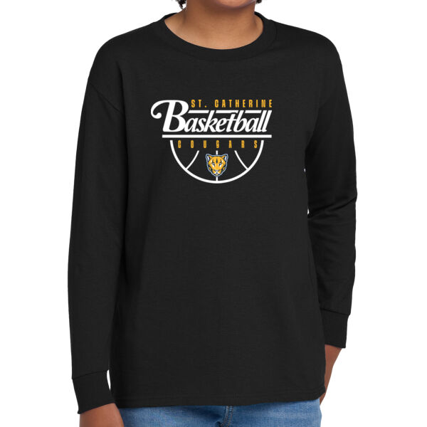 St. Catherine Basketball Youth Black Heavy Cotton 100% Cotton Long Sleeve T Shirt Thumbnail