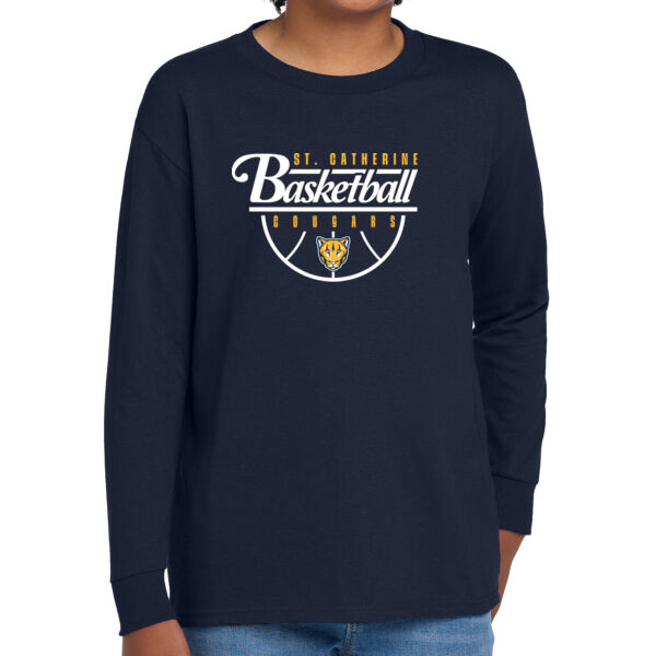 St. Catherine Basketball Youth Navy Heavy Cotton 100% Cotton Long Sleeve T Shirt Thumbnail