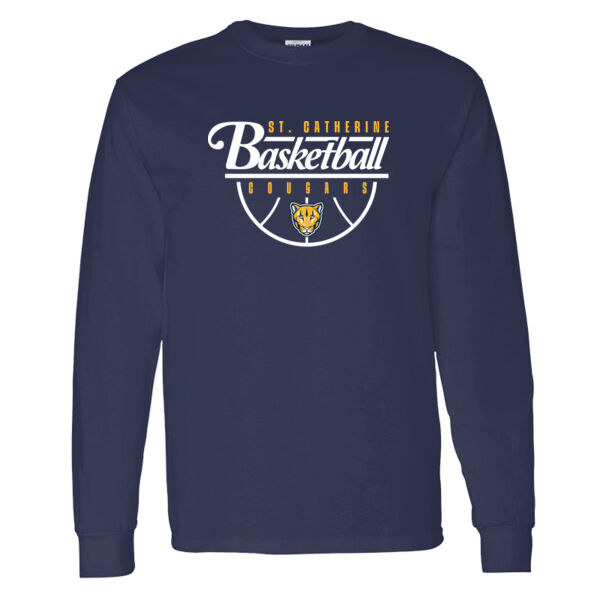 St. Catherine Basketball Navy Heavy Cotton 100% Cotton Long Sleeve T Shirt Thumbnail
