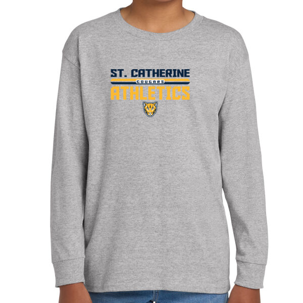 St. Catherine Athletics Youth Grey Heavy Cotton 100% Cotton Long Sleeve T Shirt Thumbnail