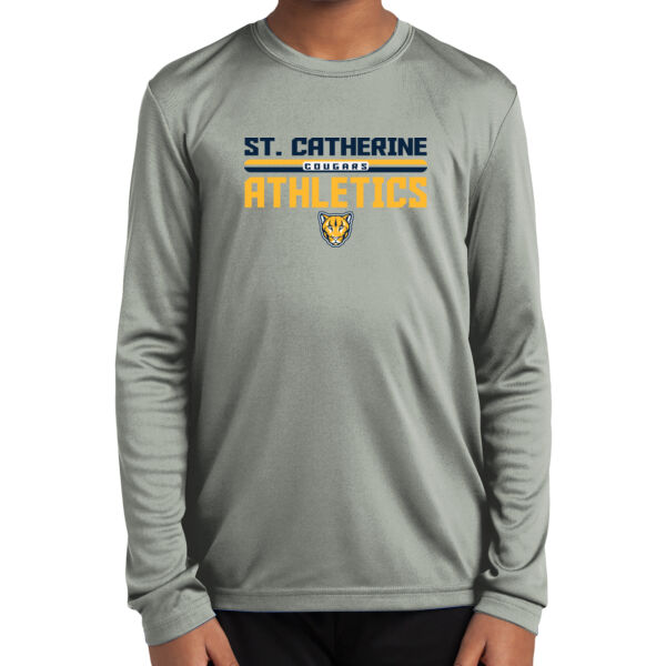 St. Catherine Athletics Youth Silver Long Sleeve PosiCharge Competitor Tee Thumbnail