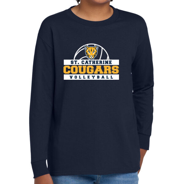 St Catherine’s CYO Volleyball Youth Navy Heavy Cotton 100% Cotton Long Sleeve T Shirt Thumbnail