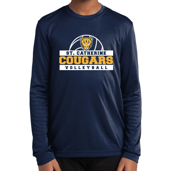 St Catherine’s CYO Volleyball Youth Navy Long Sleeve PosiCharge Competitor Tee Thumbnail