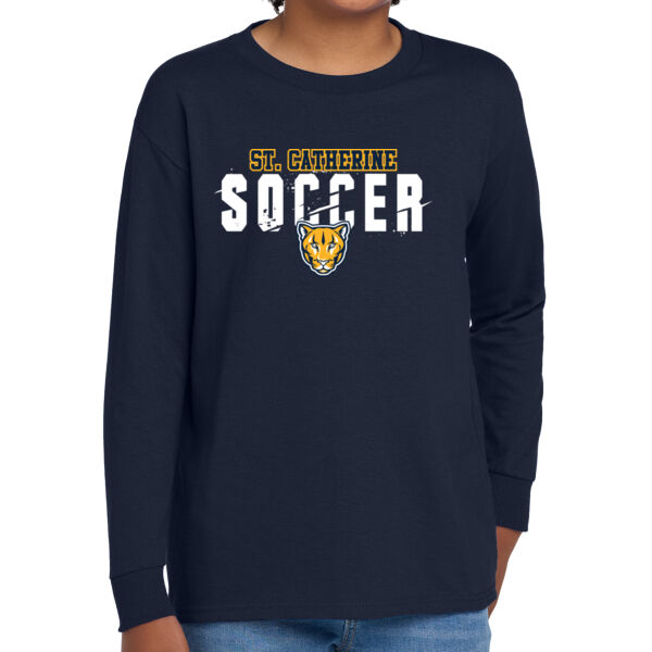 St Catherine’s CYO Soccer Youth Navy Heavy Cotton 100% Cotton Long Sleeve T Shirt Thumbnail