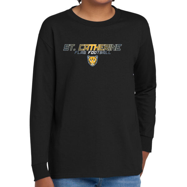 St. Catherine Girls Black Flag Football Youth Heavy Cotton 100% Cotton Long Sleeve T Shirt Thumbnail
