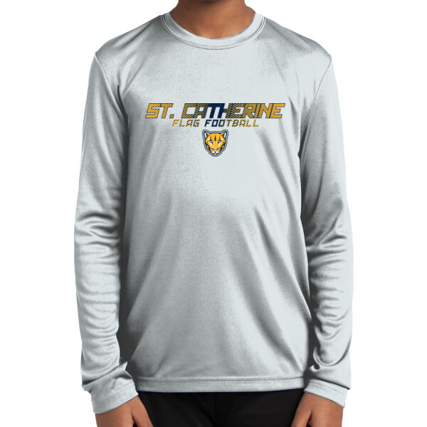 St. Catherine Girls White Flag Football Youth Long Sleeve PosiCharge Competitor Tee Thumbnail