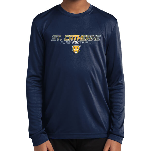 St. Catherine Girls Navy Flag Football Youth Long Sleeve PosiCharge Competitor Tee Thumbnail