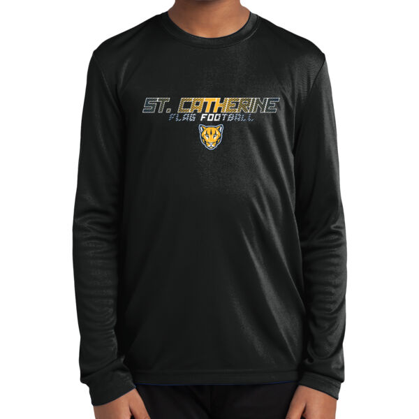 St. Catherine Girls Black Flag Football Youth Long Sleeve PosiCharge Competitor Tee Thumbnail