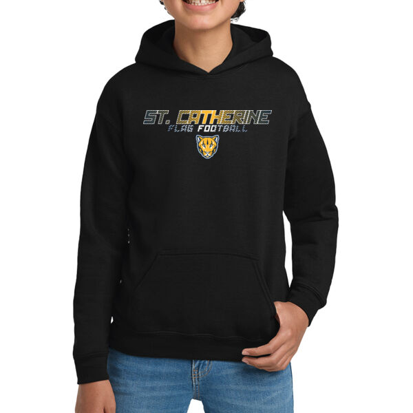 St. Catherine Girls Black Flag Football Youth Heavy Blend Hooded Sweatshirt Thumbnail