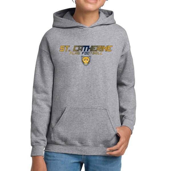 St. Catherine Girls Grey Flag Football Youth Heavy Blend Hooded Sweatshirt Thumbnail
