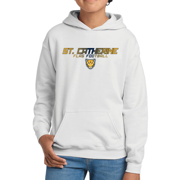 St. Catherine Girls White Flag Football Youth Heavy Blend Hooded Sweatshirt Thumbnail