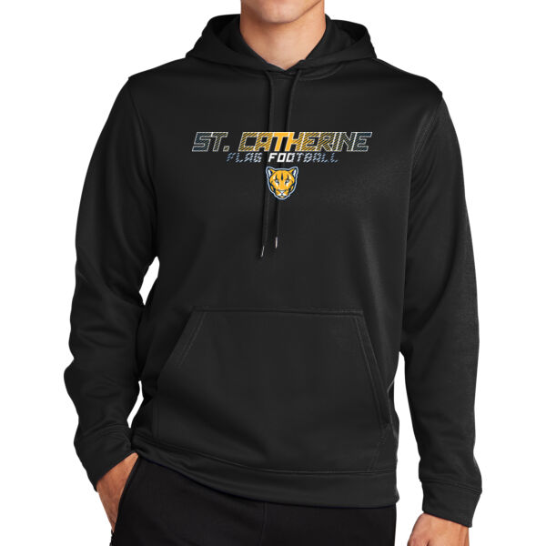St. Catherine Girls Black Flag Football Sport Wick Fleece Hooded Pullover Thumbnail