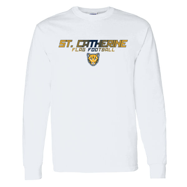 St. Catherine Girls White Flag Football Heavy Cotton 100% Cotton Long Sleeve T Shirt Thumbnail