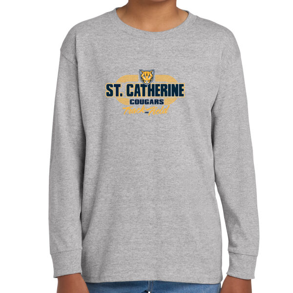 St. Catherine Track and Field Youth Grey Heavy Cotton 100% Cotton Long Sleeve T Shirt Thumbnail