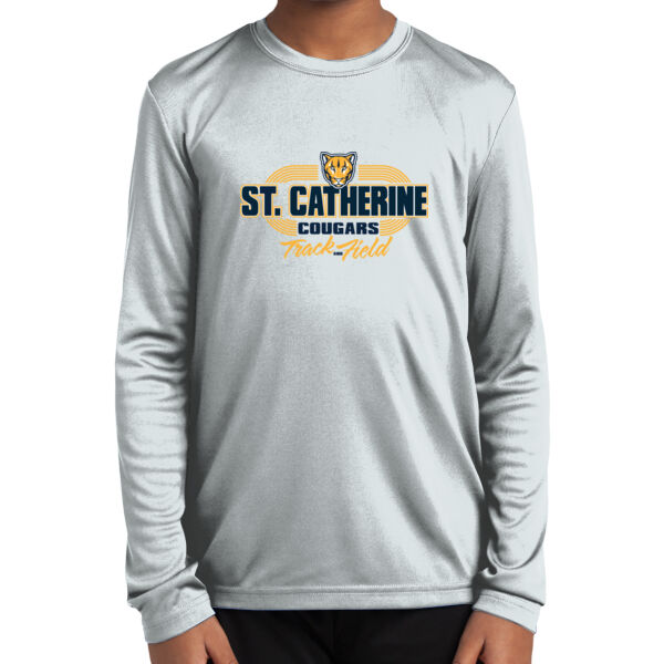 St. Catherine Track and Field Youth White Long Sleeve PosiCharge Competitor Tee Thumbnail