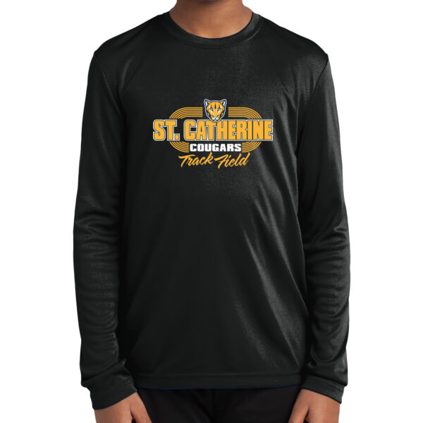 St. Catherine Track and Field Youth Black Long Sleeve PosiCharge Competitor Tee Thumbnail