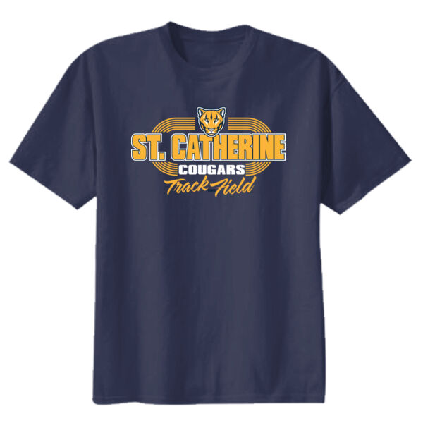 St. Catherine Track and Field Youth Navy Heavy Cotton 100% Cotton T Shirt Thumbnail