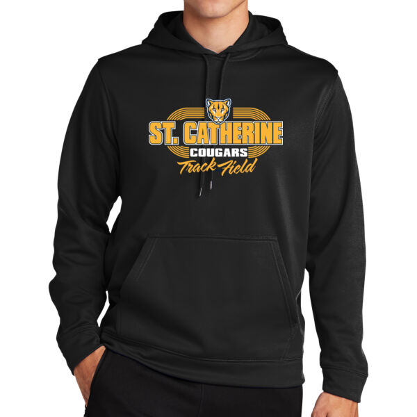 St. Catherine Track and Field Black Sport Wick Fleece Hooded Pullover Thumbnail