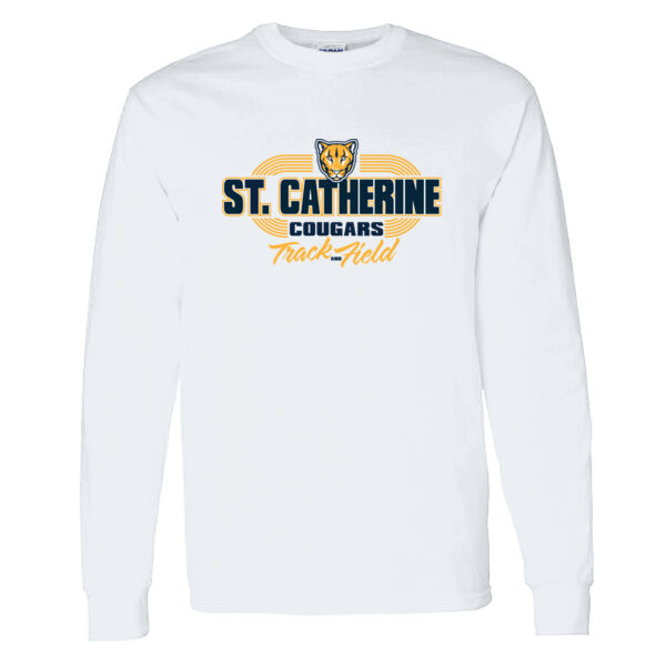 St. Catherine Track and Field White  Heavy Cotton 100% Cotton Long Sleeve T Shirt Thumbnail