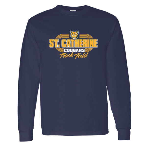 St. Catherine Track and Field Navy Heavy Cotton 100% Cotton Long Sleeve T Shirt Thumbnail