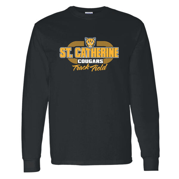 St. Catherine Track and Field Black Heavy Cotton 100% Cotton Long Sleeve T Shirt Thumbnail