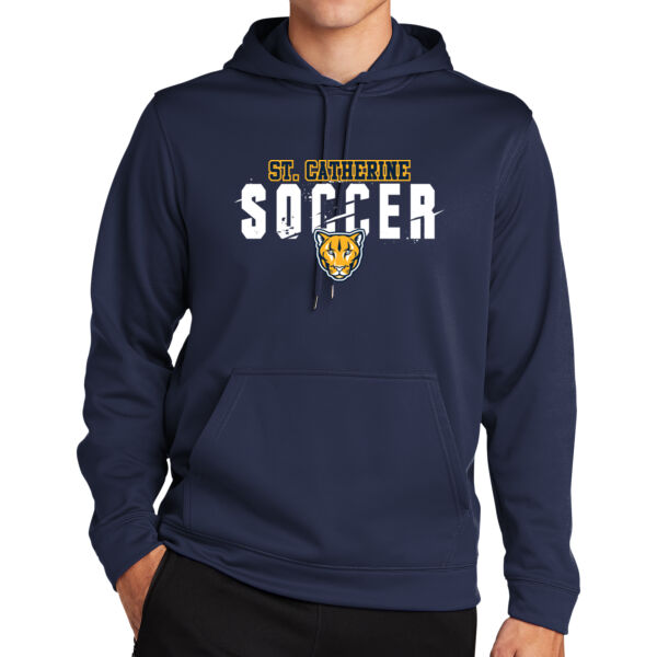 St Catherine’s CYO White Soccer Navy Sport Wick Fleece Hooded Pullover Thumbnail